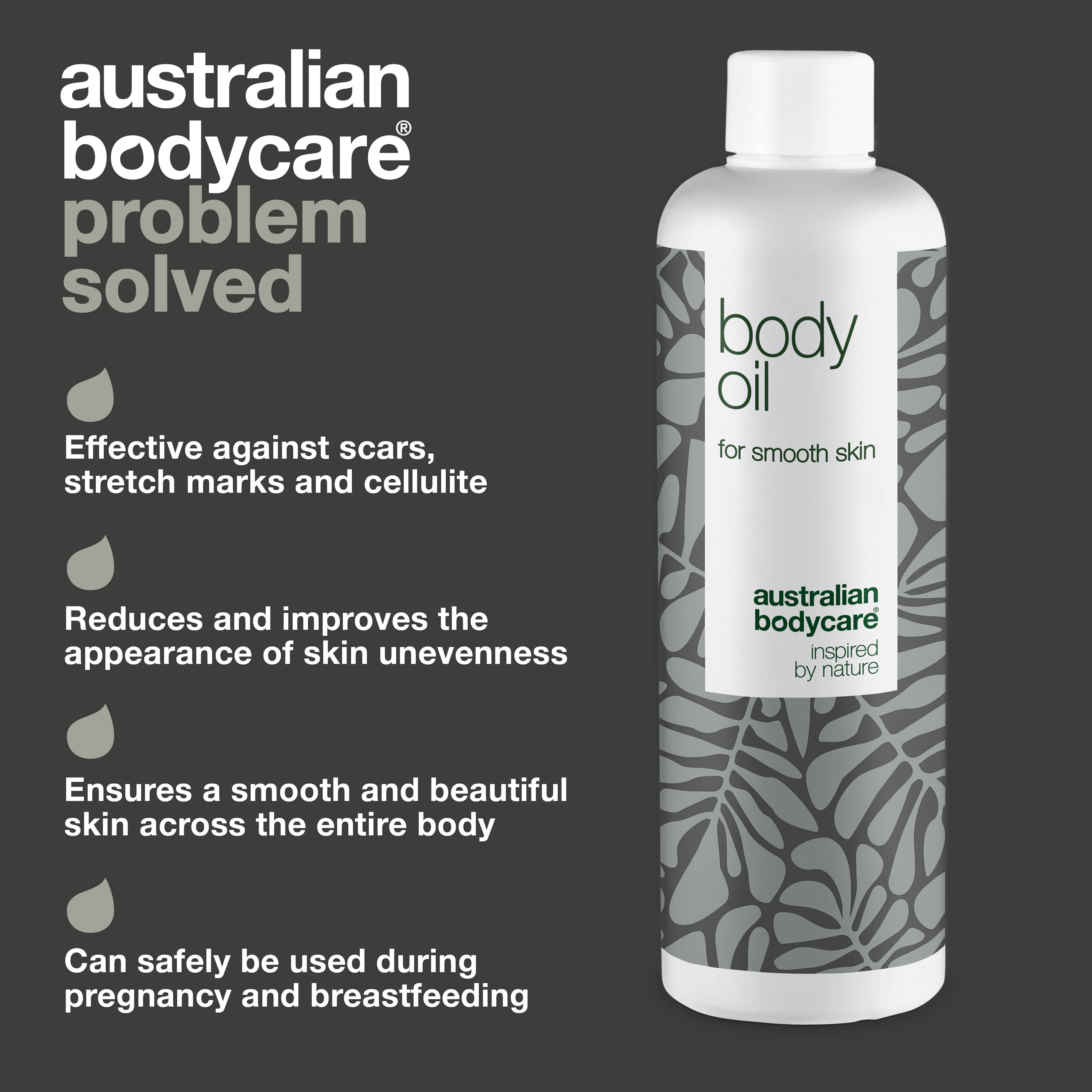 Body Oil – Vähentää raskausarpia, arpia ja pigmenttiläiskiä — Body Oil vähentää raskausarpia, arpia ja pigmenttiläiskiä. Sisältää manteliöljyä, skvalaania ja E-vitamiinia kosteutta ja kimmoisuutta varten.
