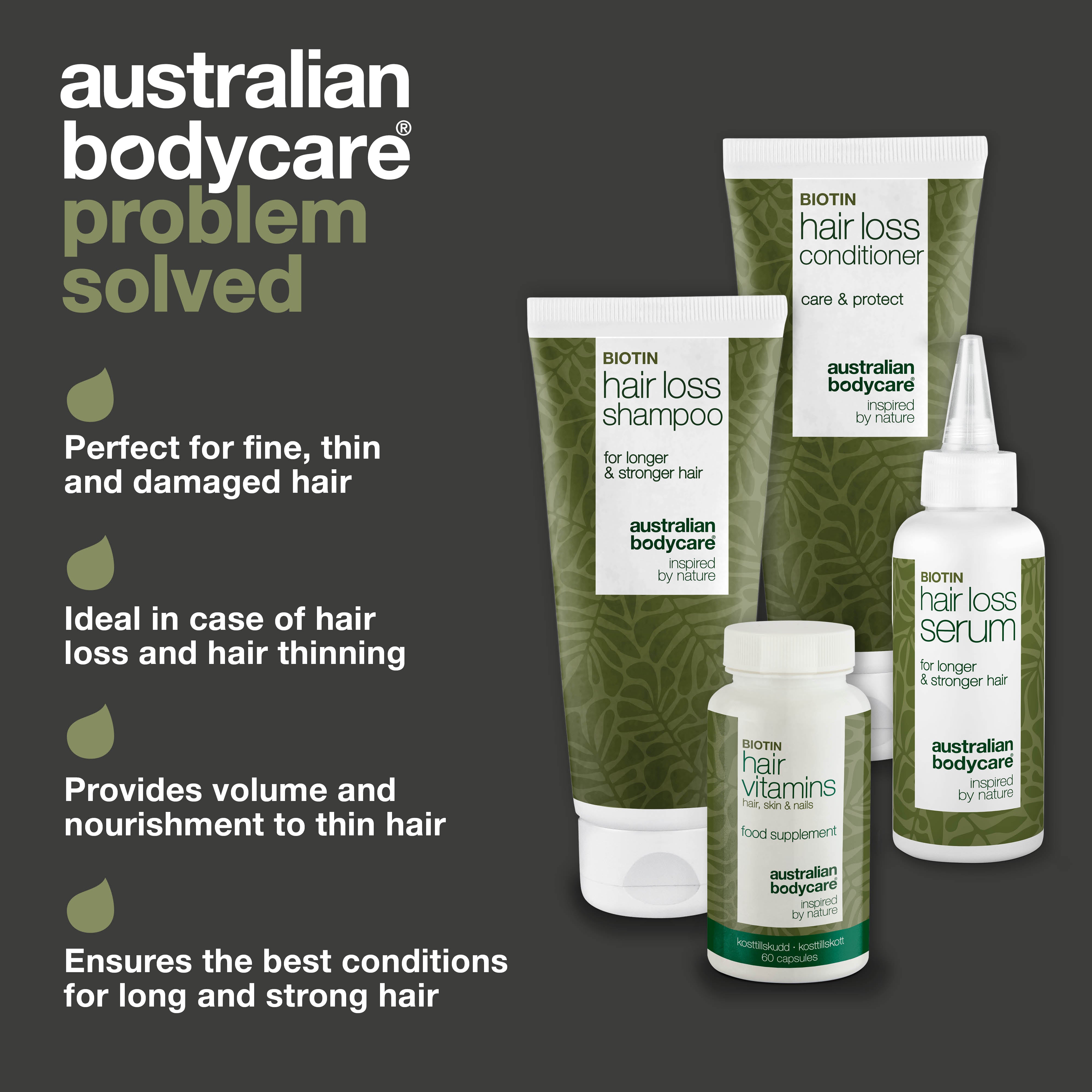 Hiustenhoitopaketti hiustenlähtöön — Täydellinen paketti hiustenlähdön ehkäisyyn luonnollisilla aktiiviaineilla.