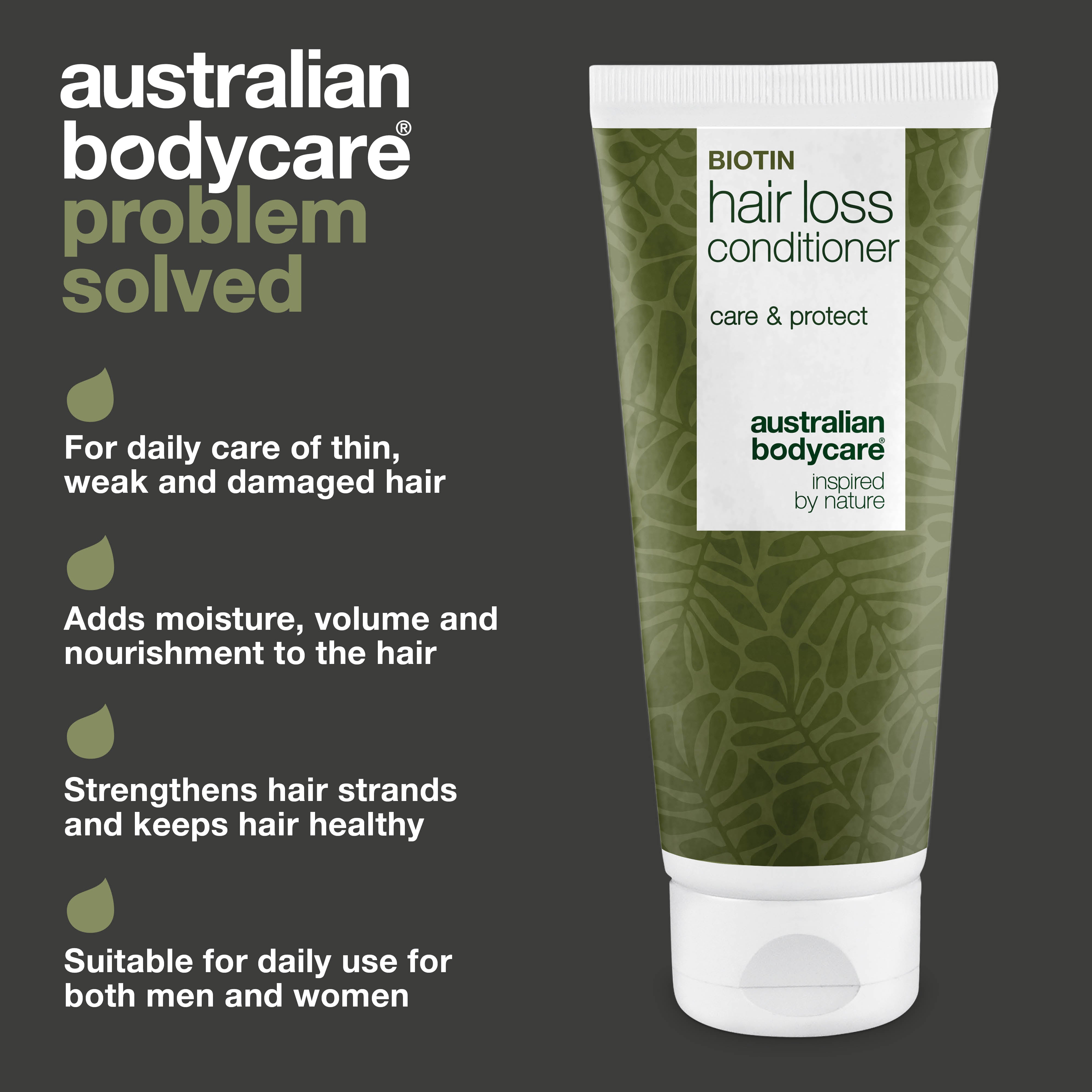 Hoitoaine ohuthiuksisille — Lisää volyymia ja kosteuttaa luonnollisilla aktiiveilla, sopii päivittäiseen käyttöön.