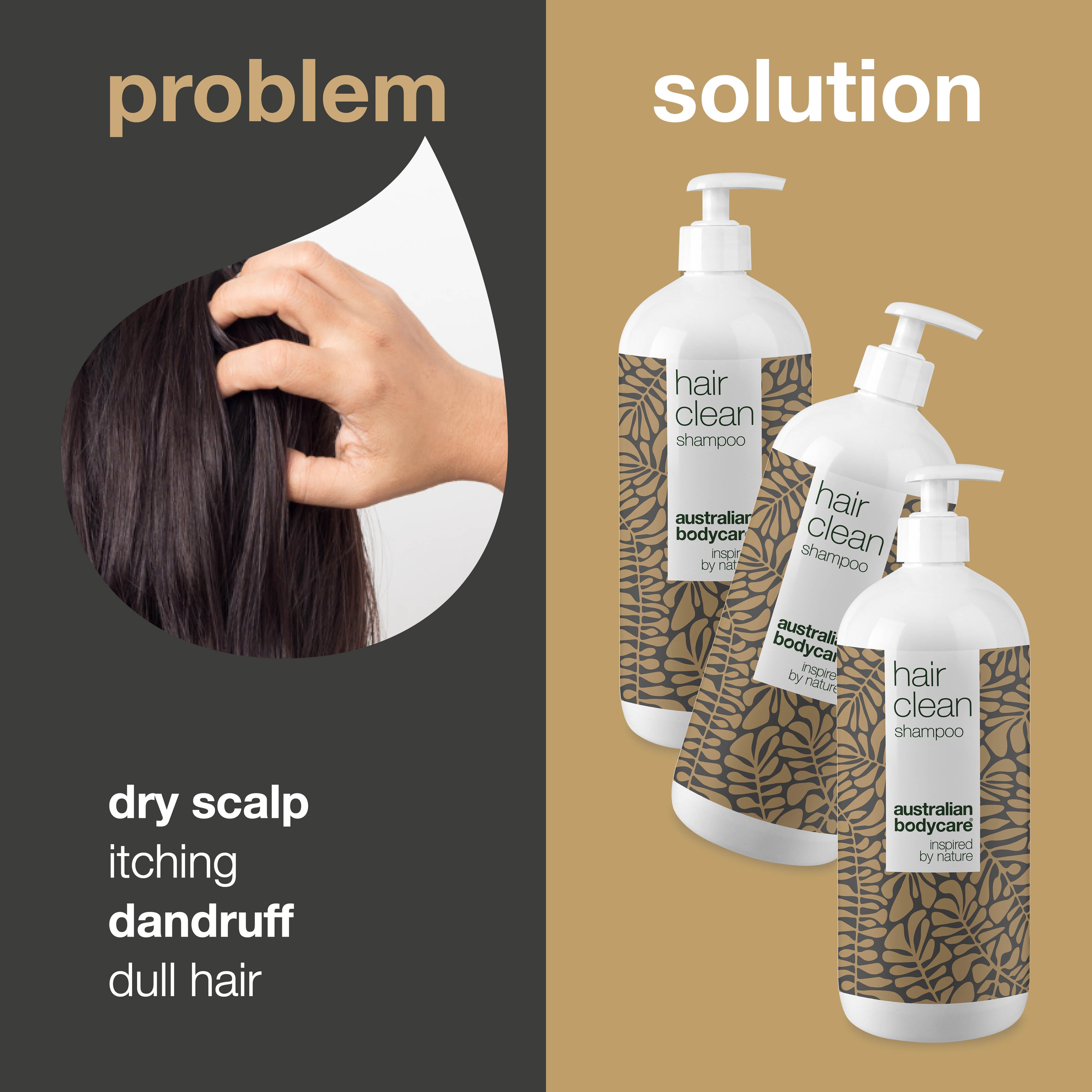 3-in-1 shampoo-paketti — Kolmen shampoon tarjouspaketti, 1000 ml - Hyväksi kuivalle ja kutiavalle päänahalle sekä hilseelle ja rasvaiselle hiuksille.
