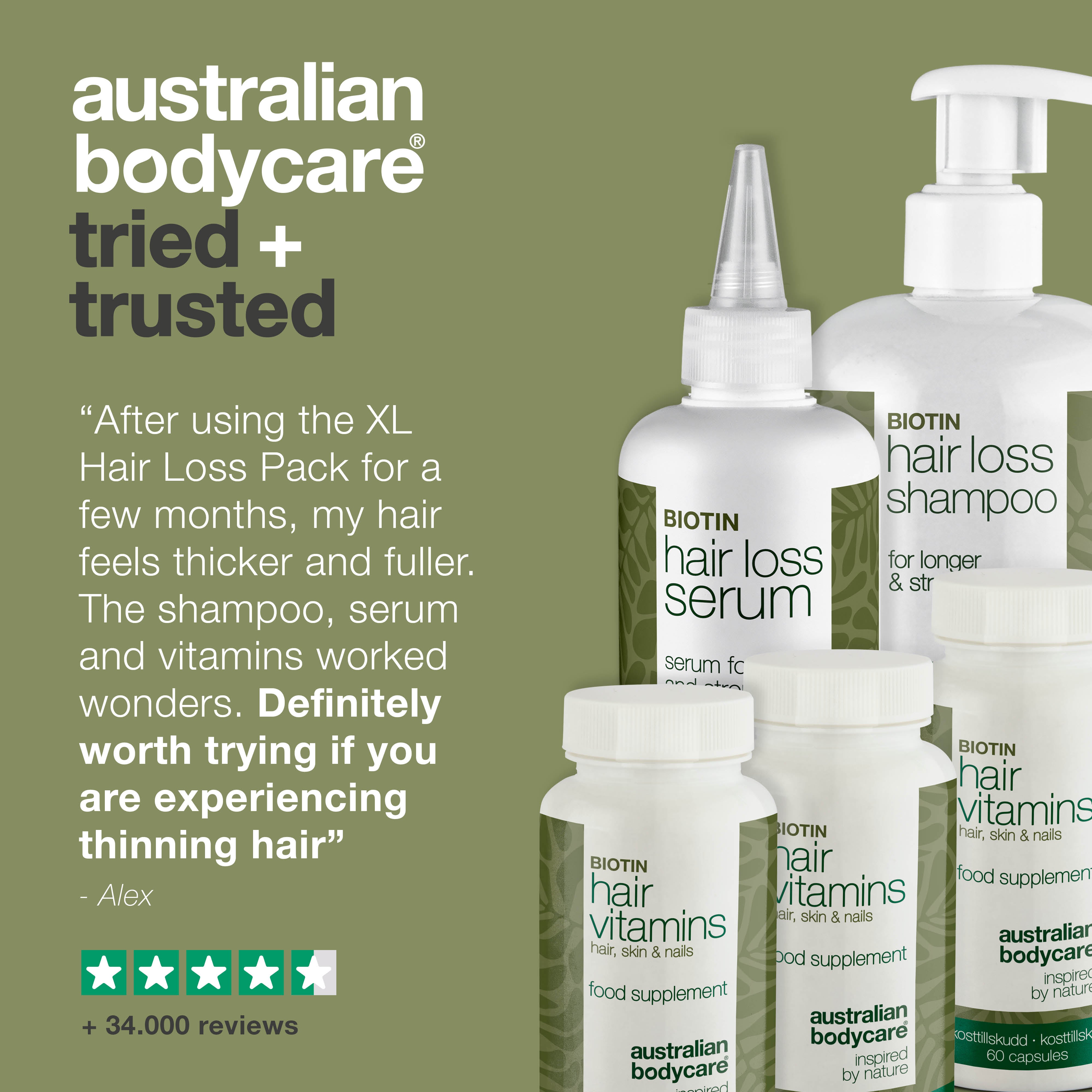 Hiustenlähtöpaketti biotiinilla — Suojaa hiustenlähtöä vastaan luonnollisilla aktiiveilla.