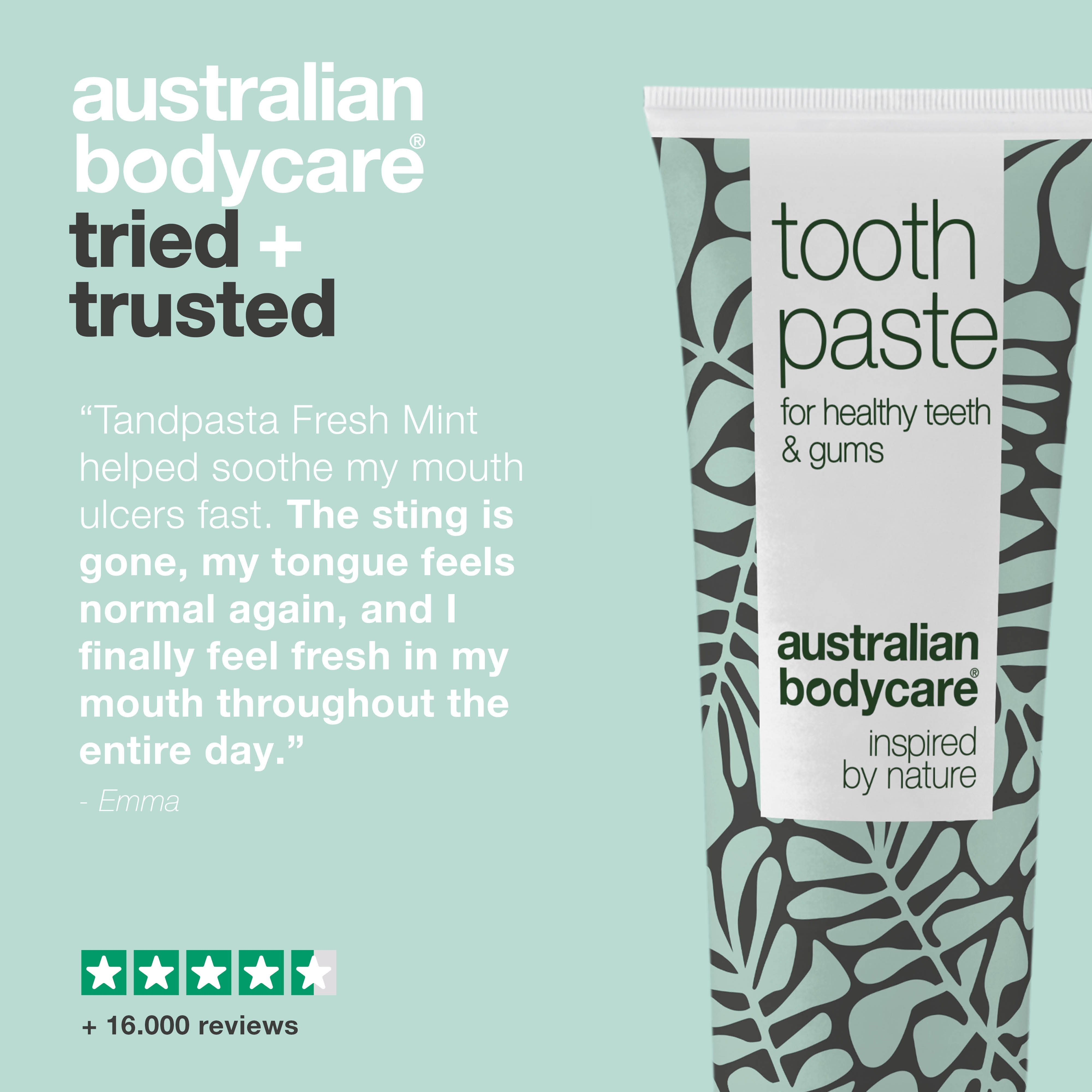 Hammastahna suun rakkuloihin — Hoida suun, kielen ja kurkun rakkuloita tehokkaasti Australian Bodycare -hammastahnalla, jonka luonnolliset ainesosat tuovat helpotusta.