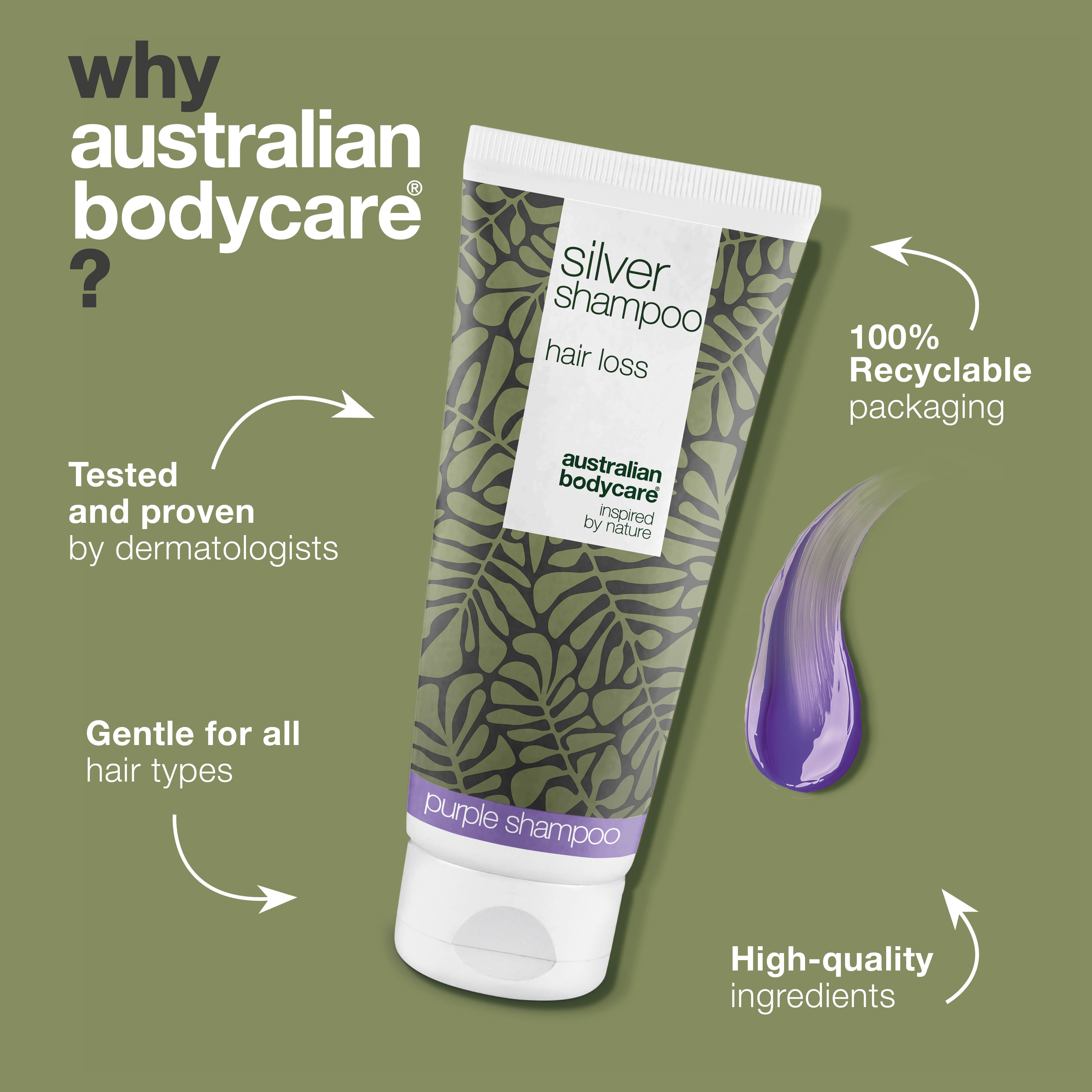 Saavuta kirkkaat vaaleat tai harmaat hiukset Silver Shampoolla. Poistaa keltaiset sävyt, hoitaa hiuspohjaa ja edistää vahvempaa ja terveempää hiustenkasvua.