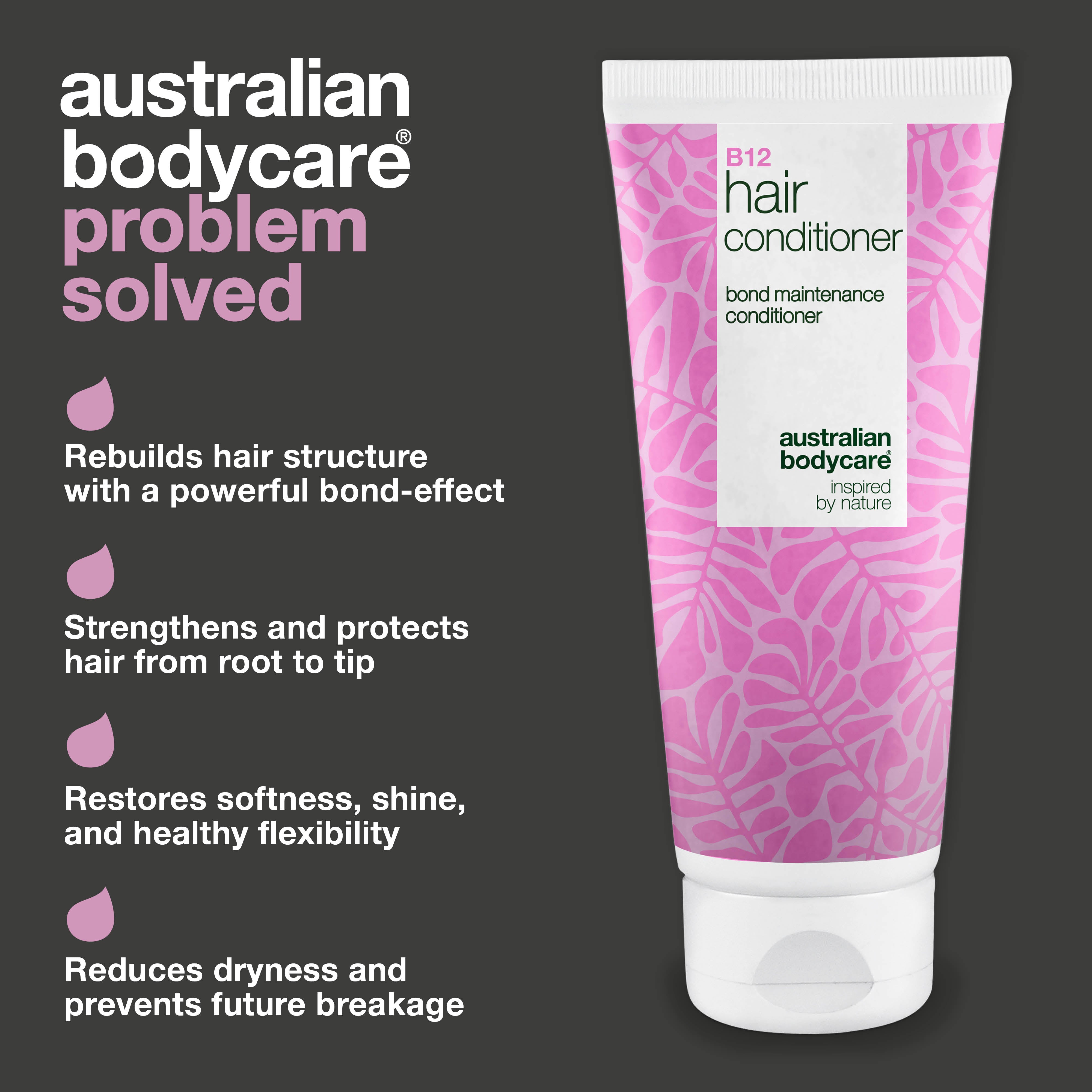 B12-vitamiini Hoitoaine bond-vaikutuksella – vahvistaa ja korjaa kuivaa, vaurioitunutta hiusta.