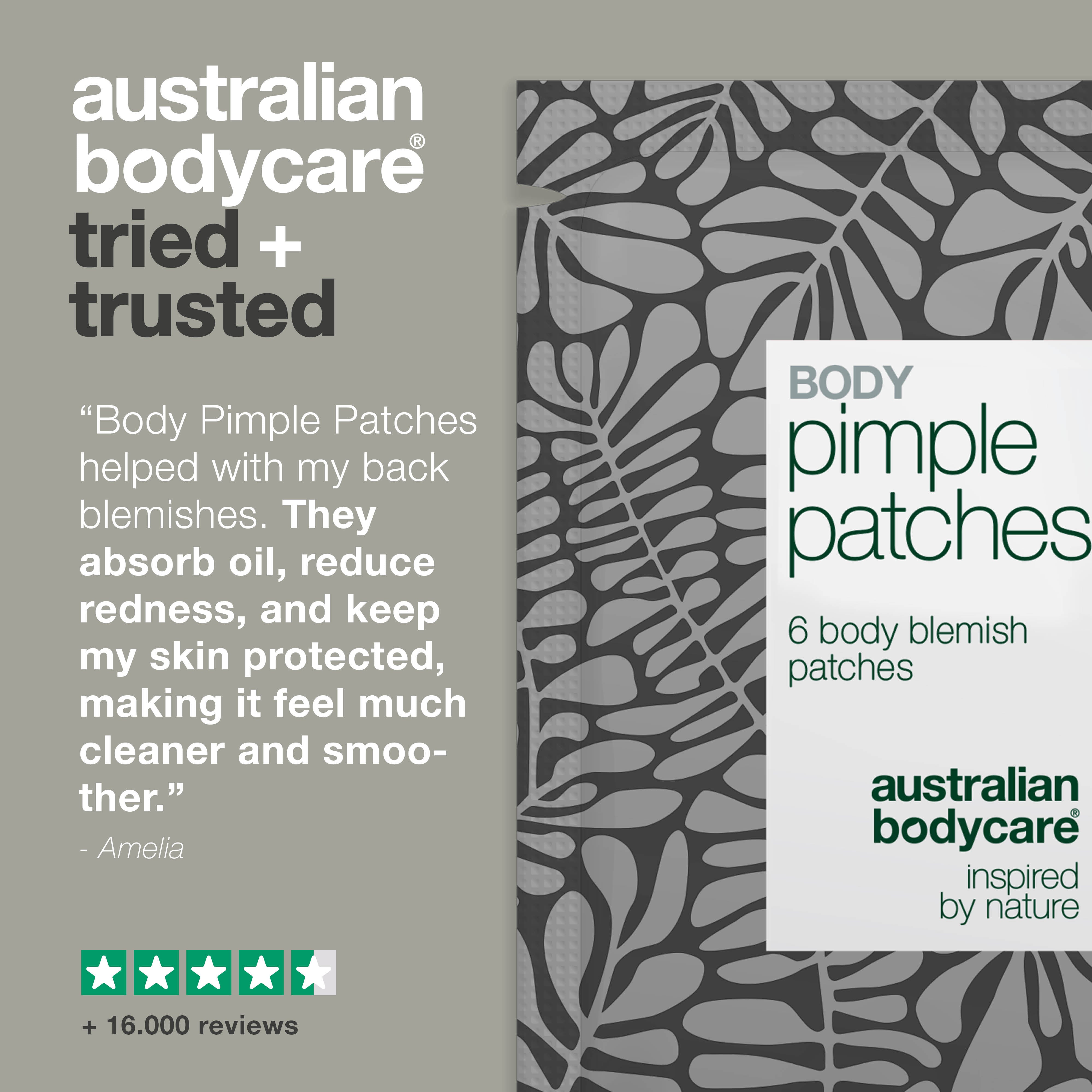 Body Pimple Patches – Näppylaastarit vartalolle — Poista näpyt selästä, rinnasta ja hartioilta. Laastarit imevät talin ja suojaavat ihoa bakteereilta.