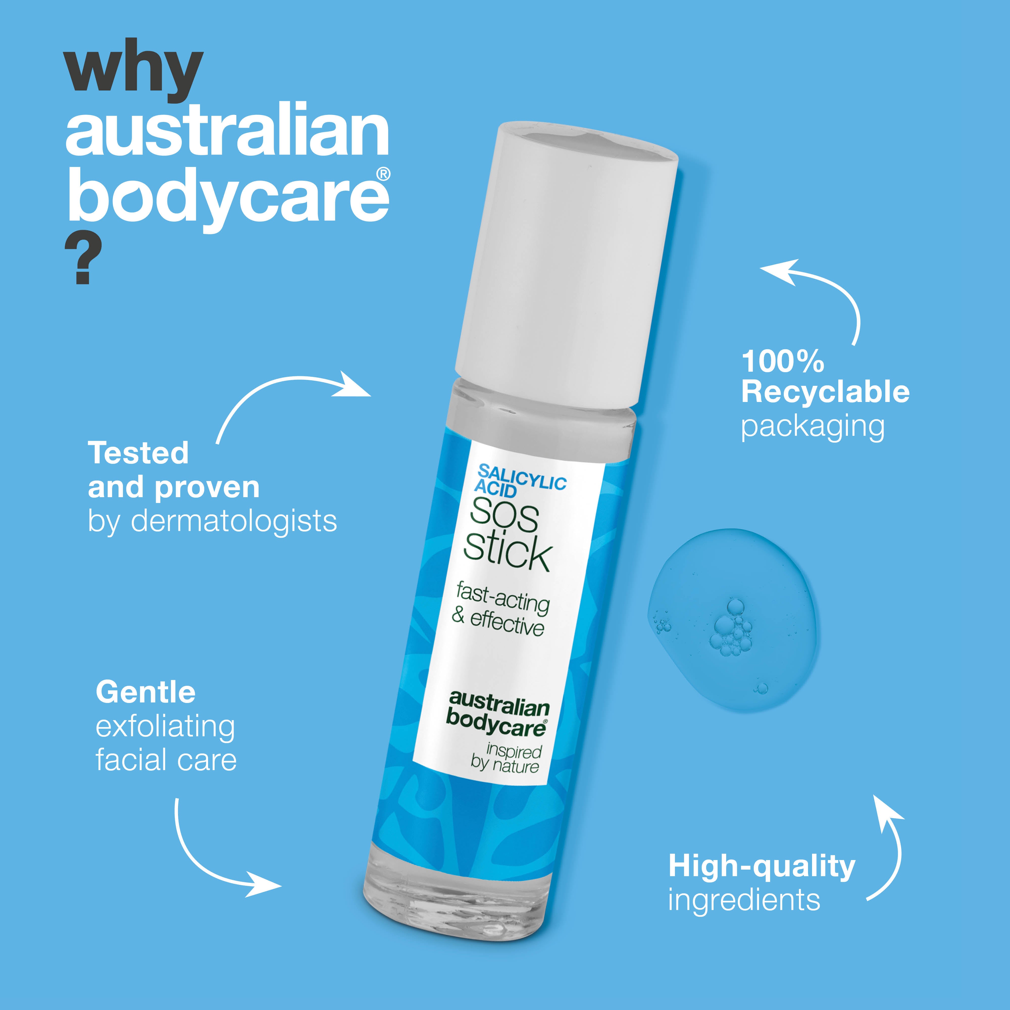 SOS-tikku salisyylihapolla – vähentää näppyjä ja punoitusta, puhdistaa ihohuokoset nopeasti