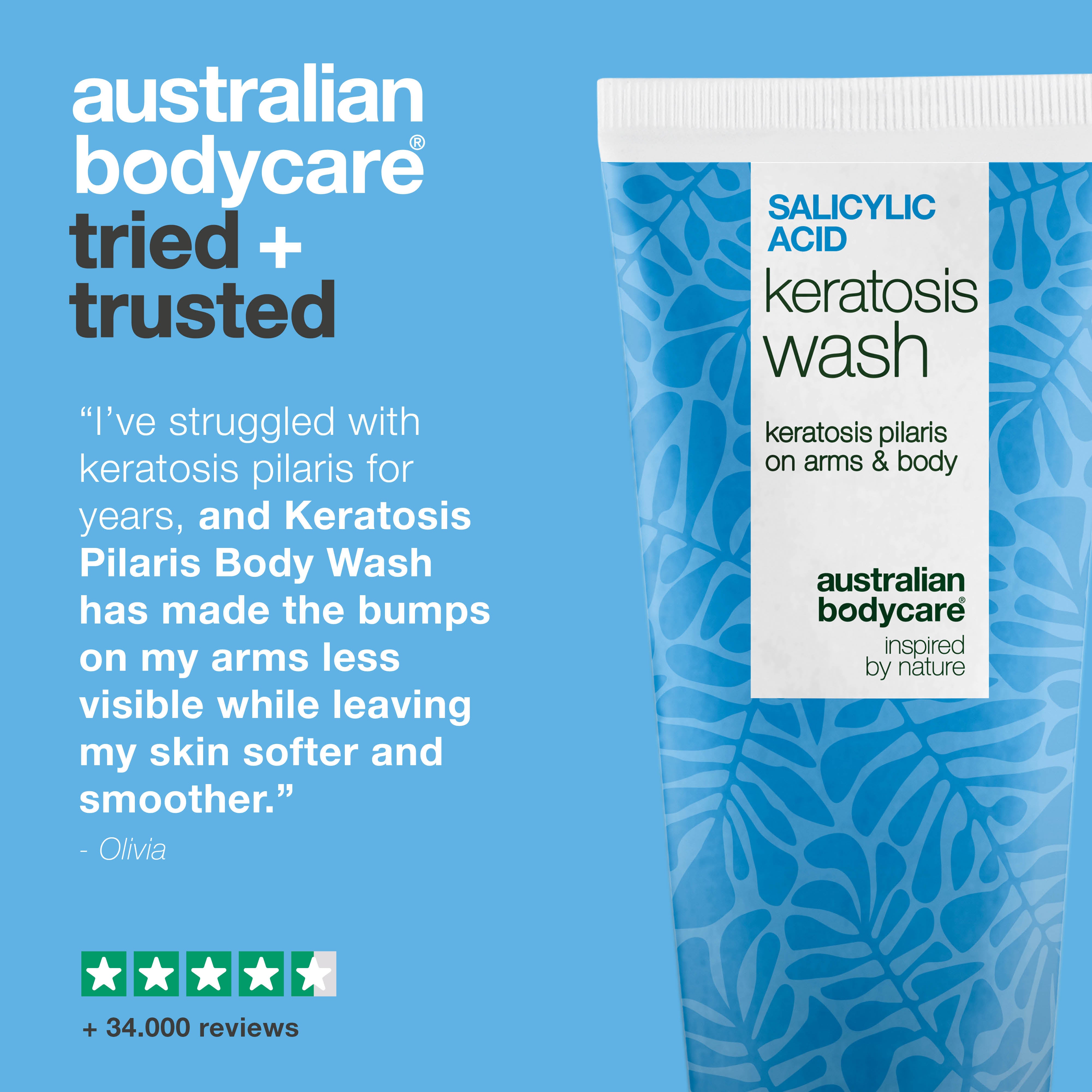 Keratosis Pilaris Body Wash keratoosi pilaris -iholle, tukkeutuneille huokosille ja punoitukselle. Salisyylihappo, niasiiniamidi, sinkki PCA ja E-vitamiini.