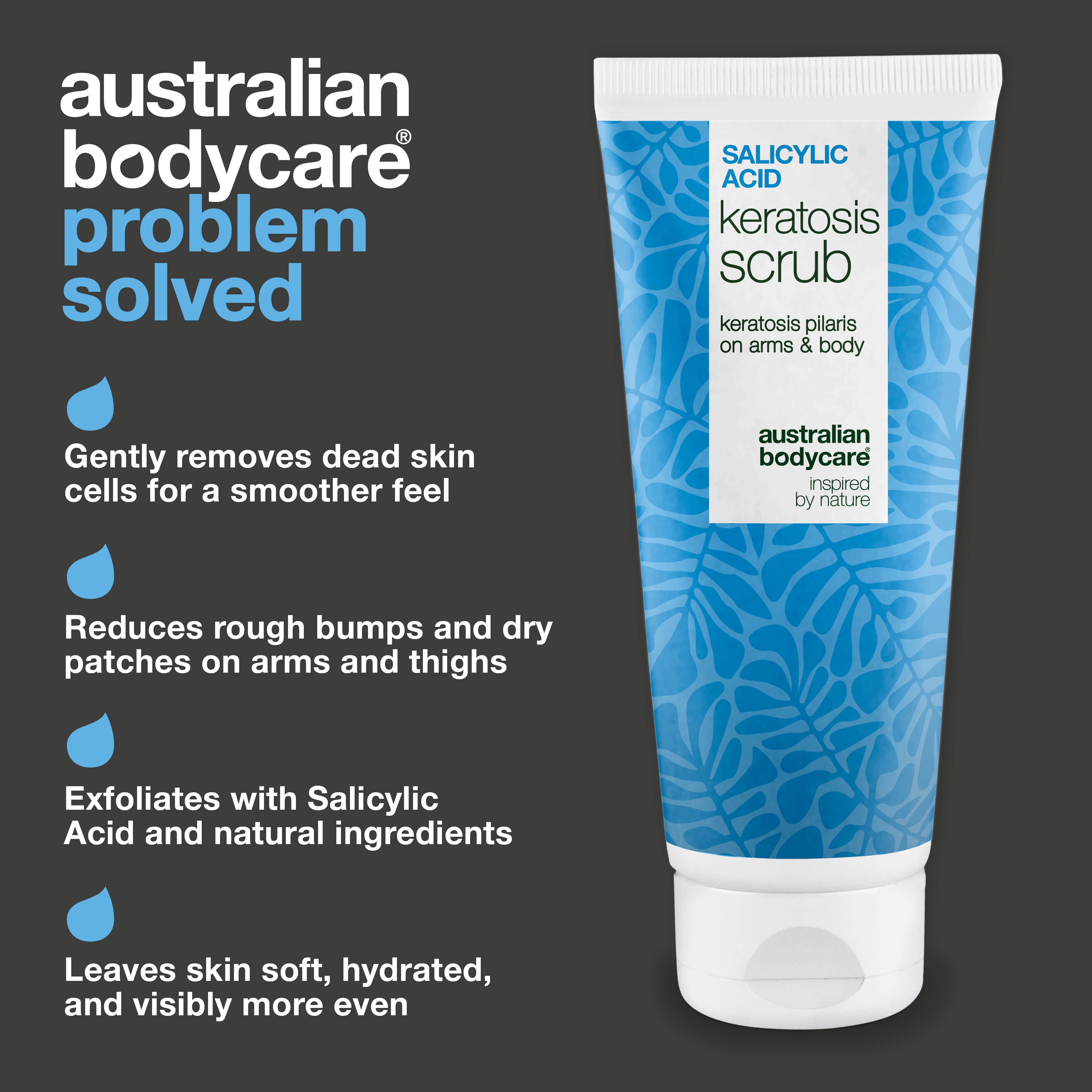 Keratosis Pilaris Vartalokuorinta poistaa kuolleet ihosolut ja tekee ihosta sileän. Sisältää salisyylihappoa, glykolihappoa, allantoiinia ja glyseriiniä.