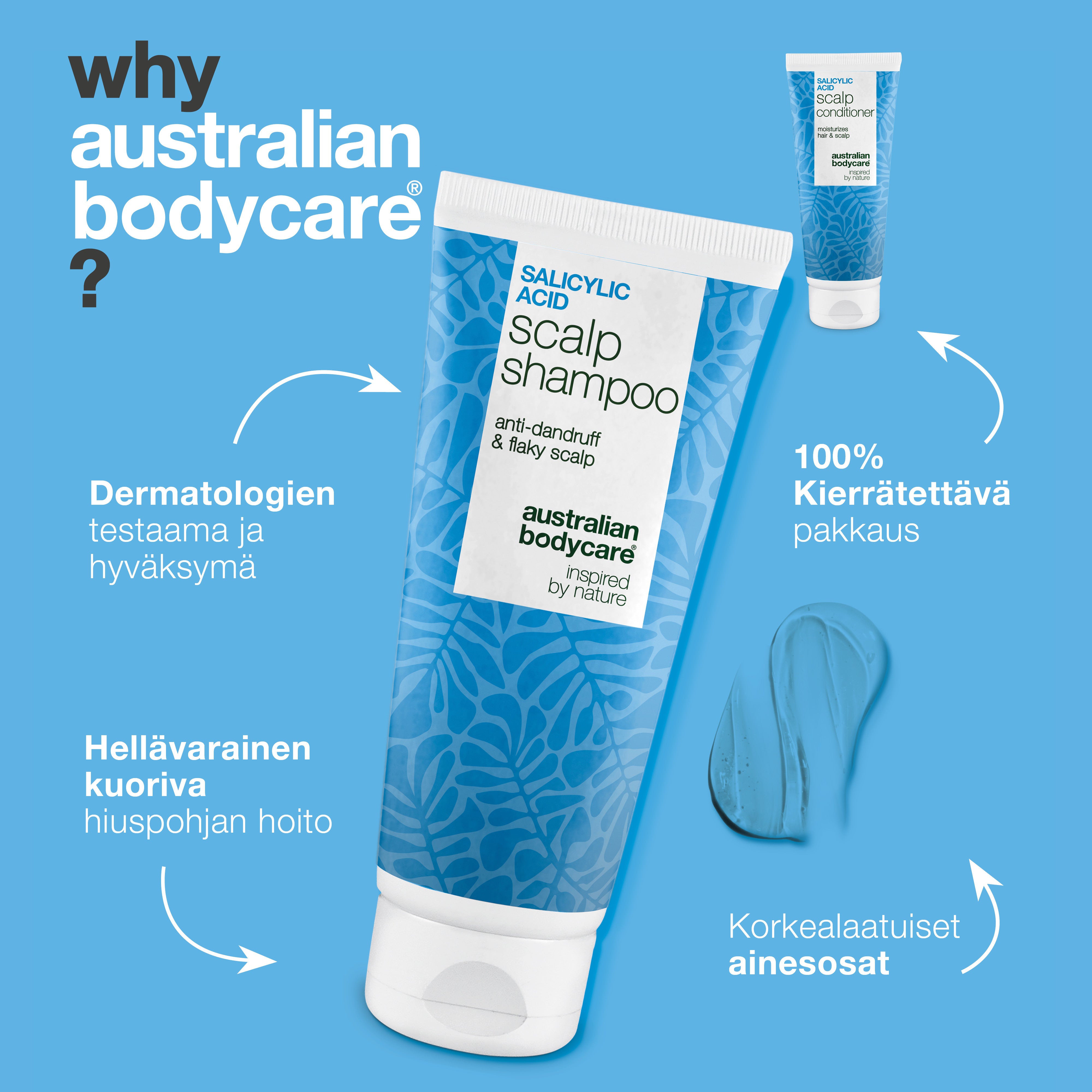 Miksi Australian Bodycare: dermatologien testaama ja hyväksymä, hellävarainen kuoriva hoito ja kierrätettävä pakkaus