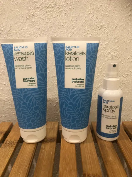 Asiakkaan tulos keratosis pilaris – Monique L. 60% vähennys 14 päivässä