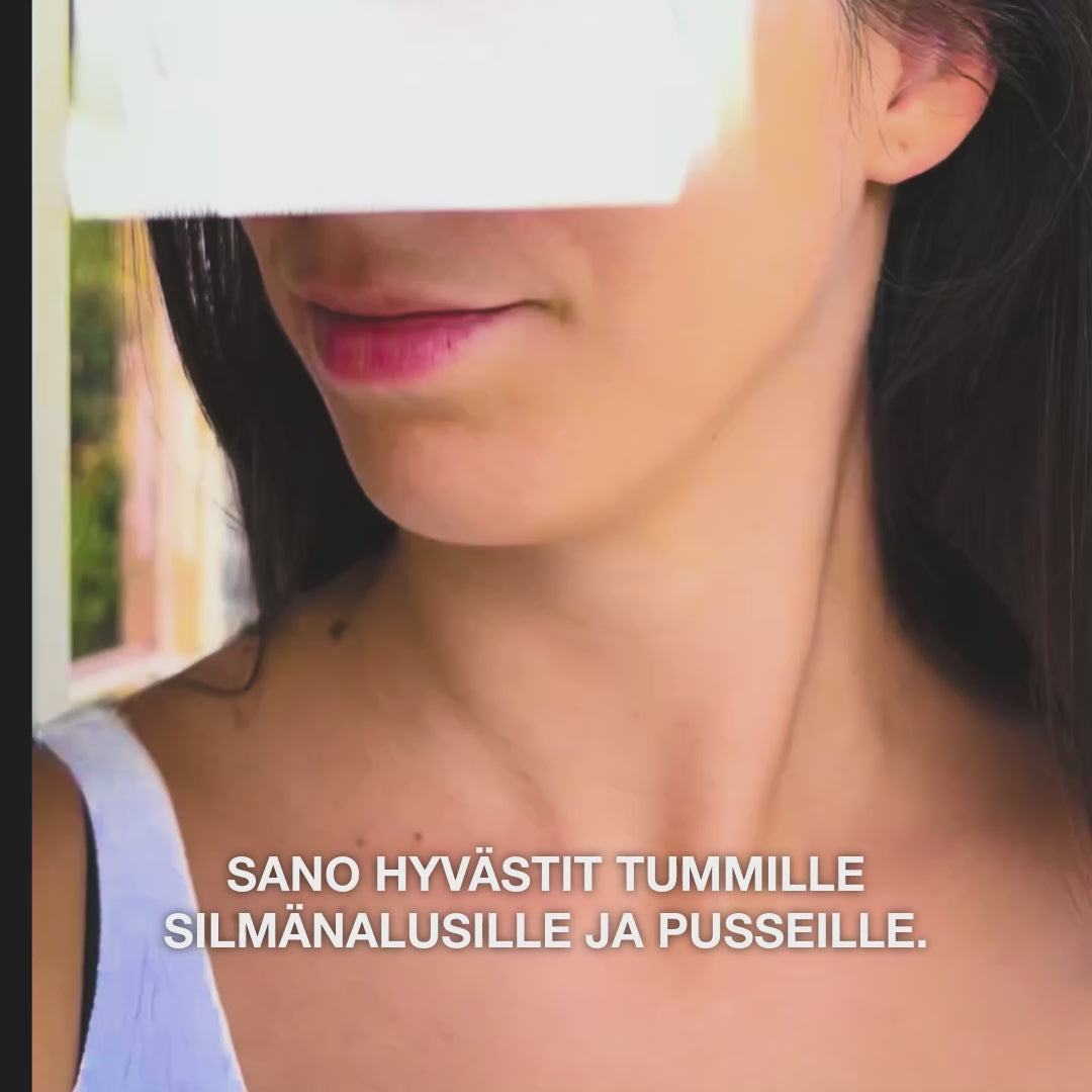 Tuotevideo: B12-vitamiinia sisältävät silmänaluslaput joissa on kollageeni turvotukseen