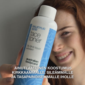 Salisyylihappo-toner epäpuhtauksille ja laajentuneille ihohuokosille — Salisyylihappo-kasvovesi puhdistaa ihohuokoset, vähentää finnejä ja kiiltoa. Sopii päivittäiseen käyttöön rasvoittuvalle iholle.